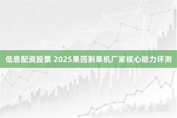 低息配资股票 2025果园割草机厂家核心能力评测